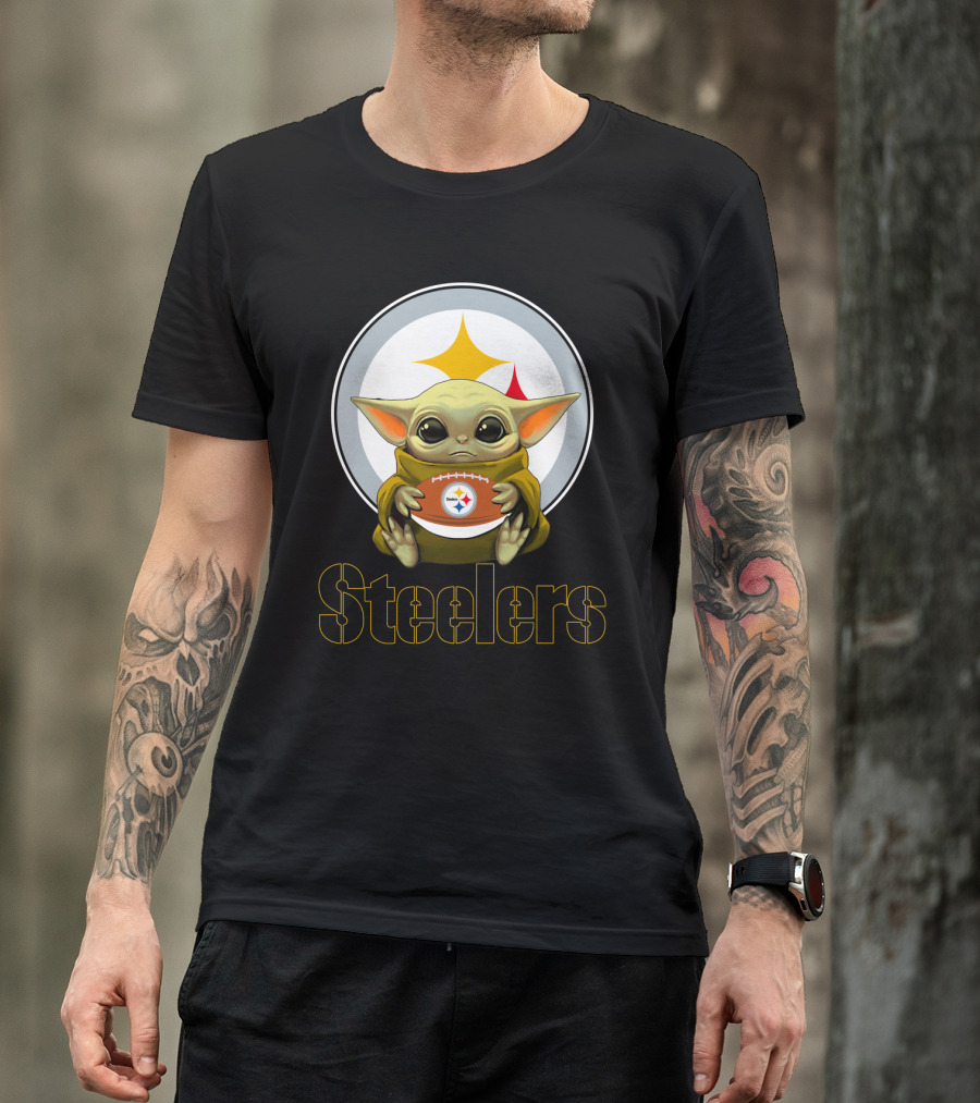 Steelers Baby Yoda Football Fan T-Shirt