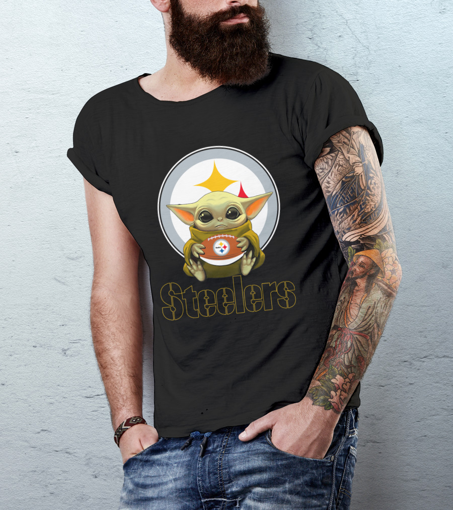 Steelers Baby Yoda Football Fan T-Shirt