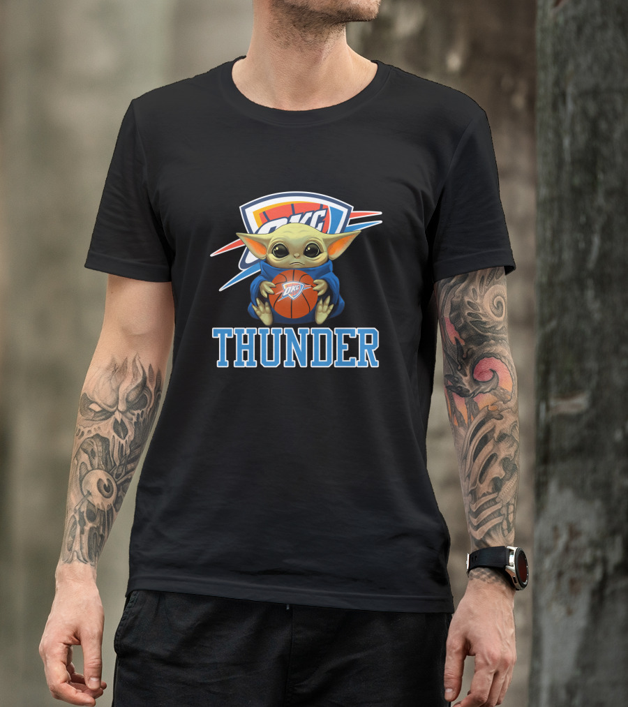 OKC Thunder Fan With Basketball And Character T-Shirt