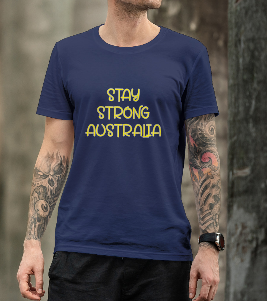 Stay Strong Australia Yellow Text Navy Background T-Shirt