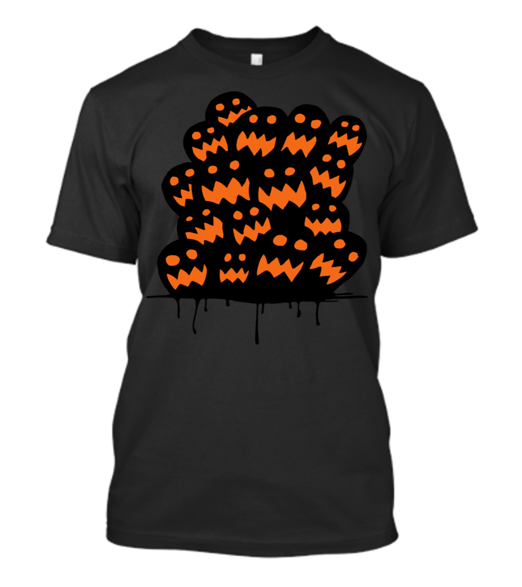Halloween Pumpkins Creepy Scary Faces Cluster T-Shirt