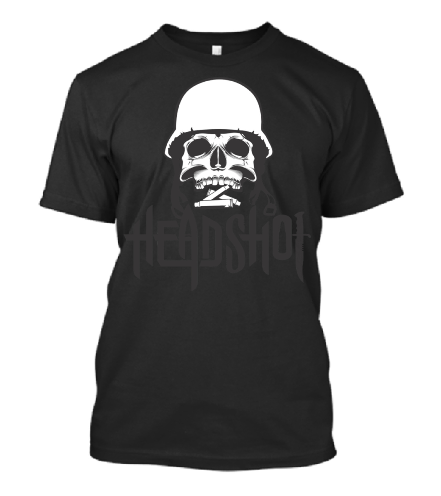Headshot Skeleton With Helmet And Crossed Bullets T-Shirt