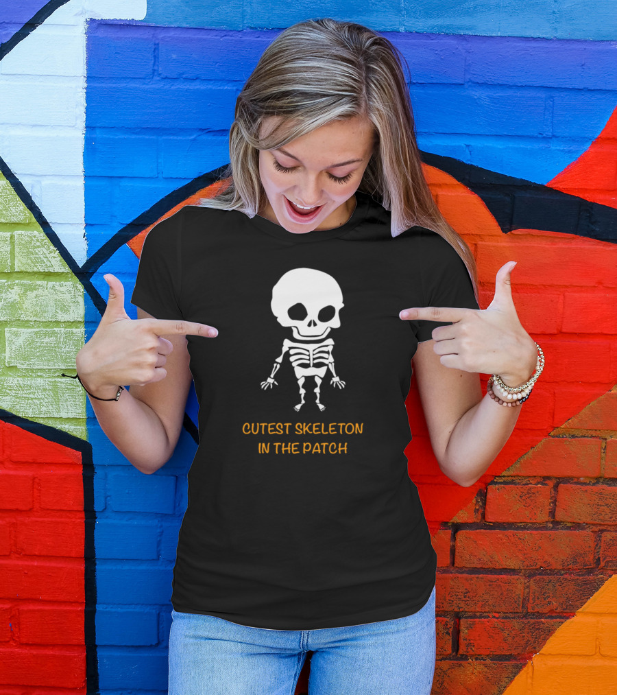 Cutest Skeleton In The Pumpkin Patch Halloween Fun T-Shirt