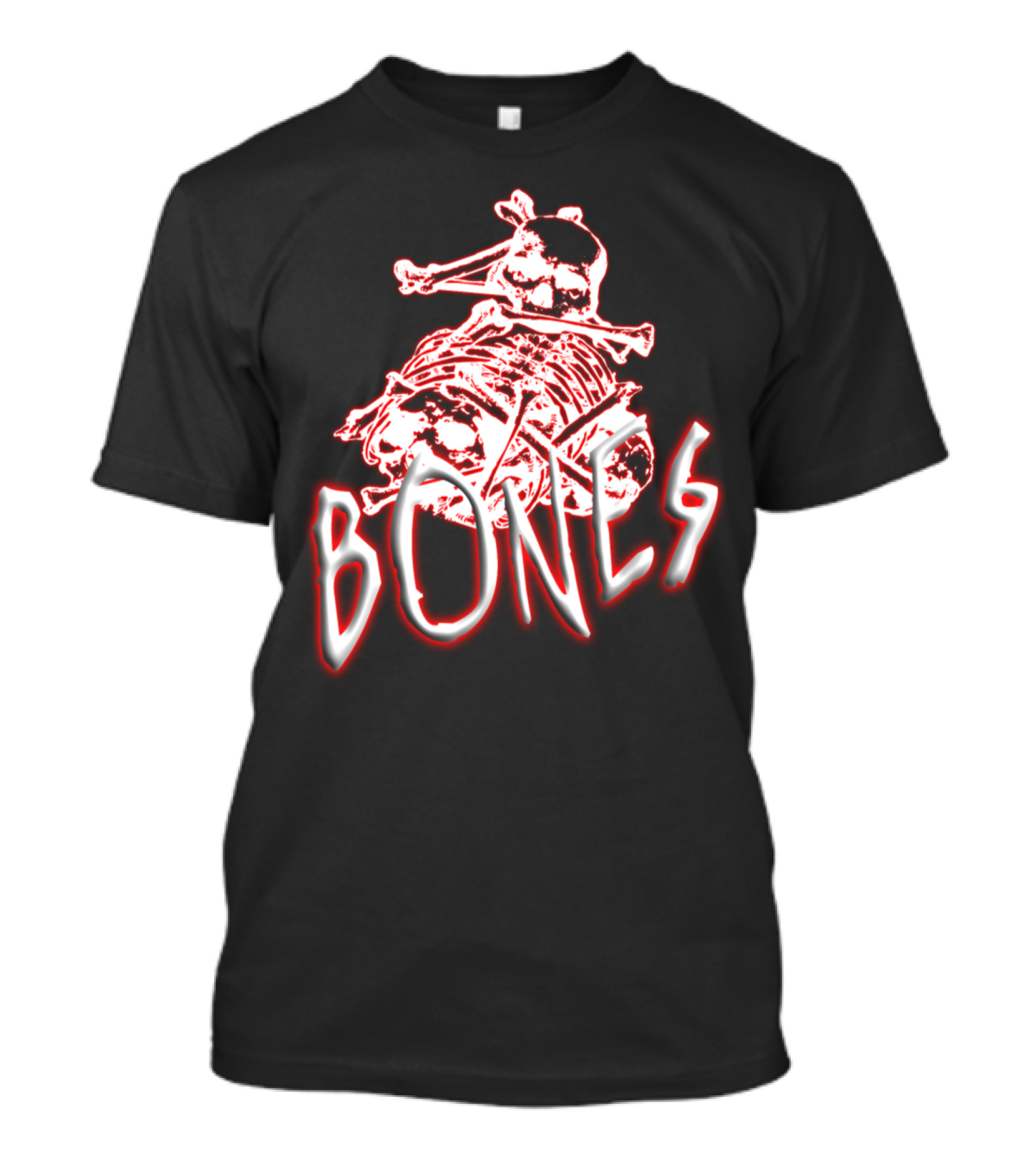 Bones Skull Skeleton Red Outline T-Shirt