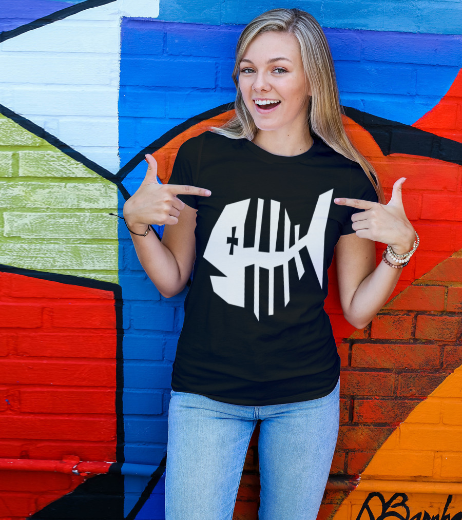 Fish Bone Skeleton Bold Geometric T-Shirt