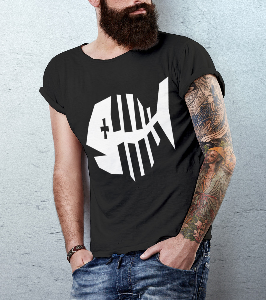 Fish Bone Skeleton Bold Geometric T-Shirt