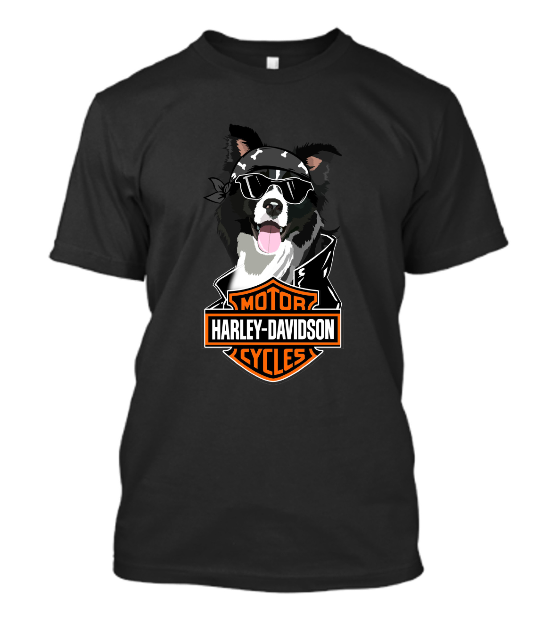 Border Collie Harley Davidson Motorcycles T-Shirt