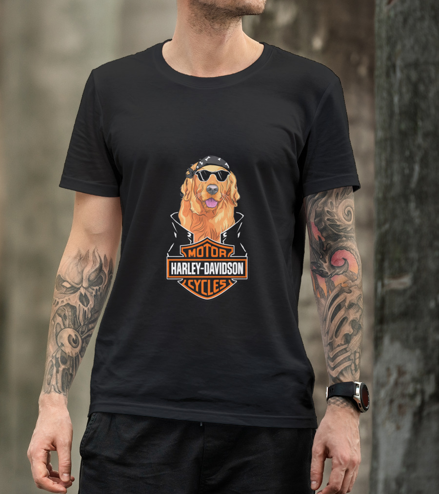 Harley Davidson Motor Cycles Golden Retriever Motorcycle T-Shirt