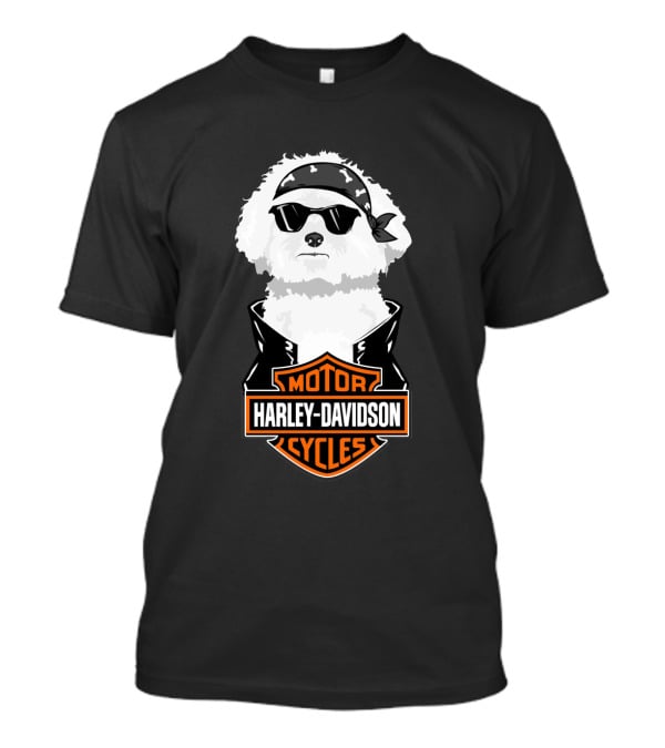 Bichon Frise Harley Davidson Motorcycle Cycles T-Shirt