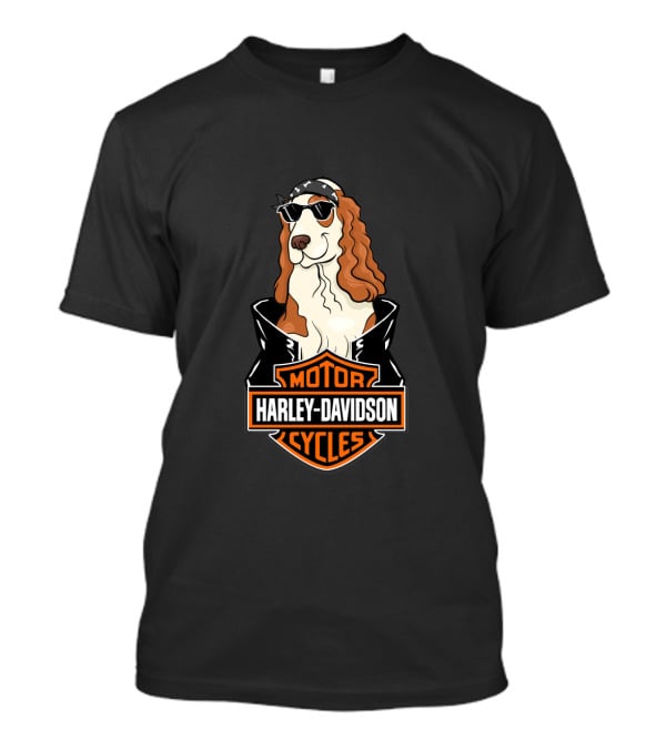 Harley Davidson Motorcycles Cocker Spaniel Biker Style T-Shirt