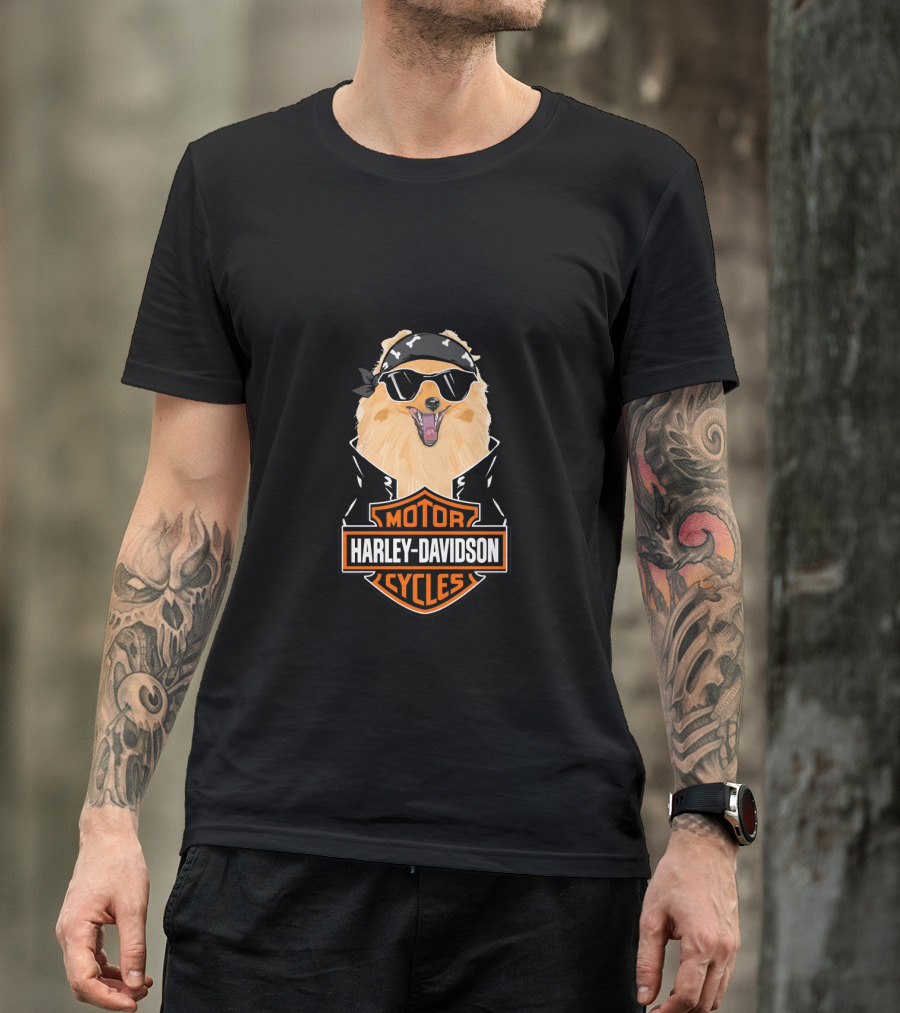 Pomeranians Harley Davidson Motorcycles T-Shirt