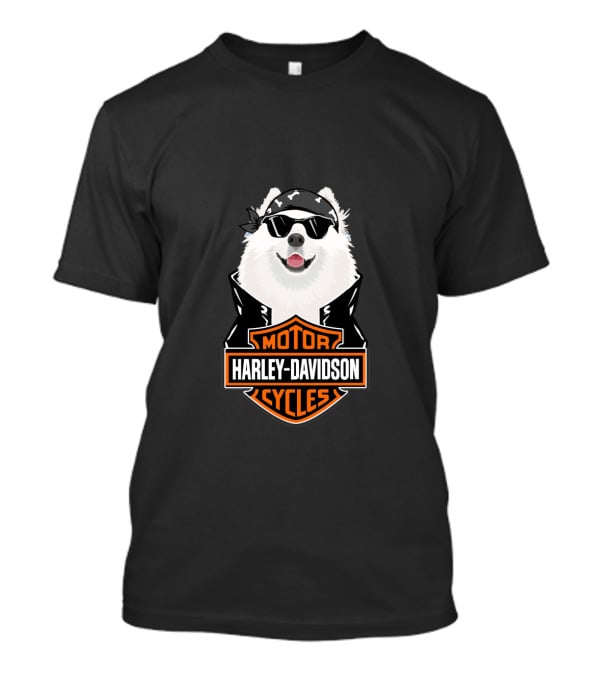 Samoyed Wearing Sunglasses Harley Davidson Motorcycles T-Shirt