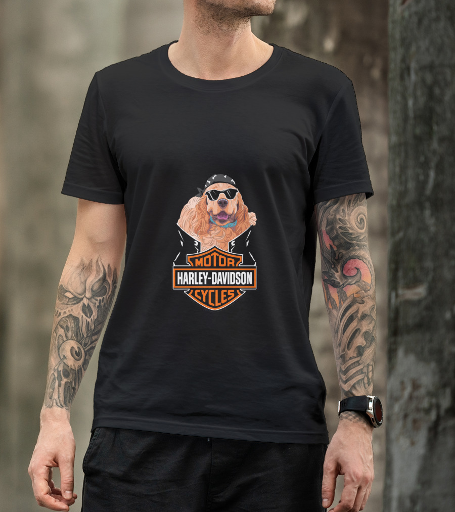 American Cocker Spaniel Harley Davidson Motorcycles Biker T-Shirt