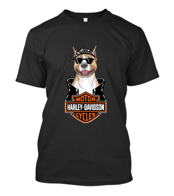 Harley Davidson American Staffordshire Terrier Biker T-Shirt