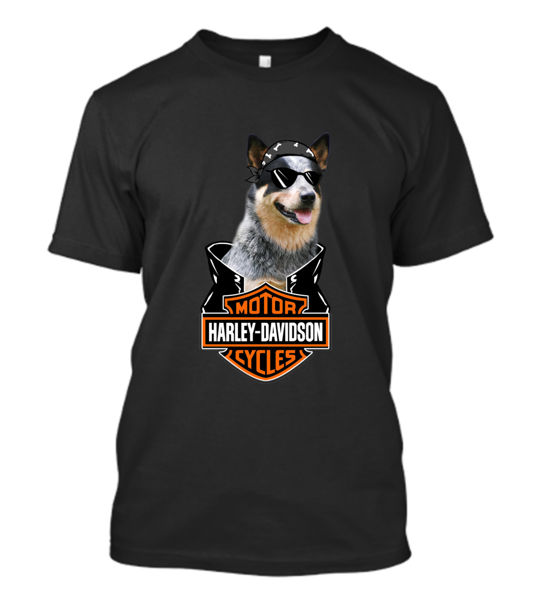 Harley Davidson Blue Heelers Biker Dog T-Shirt