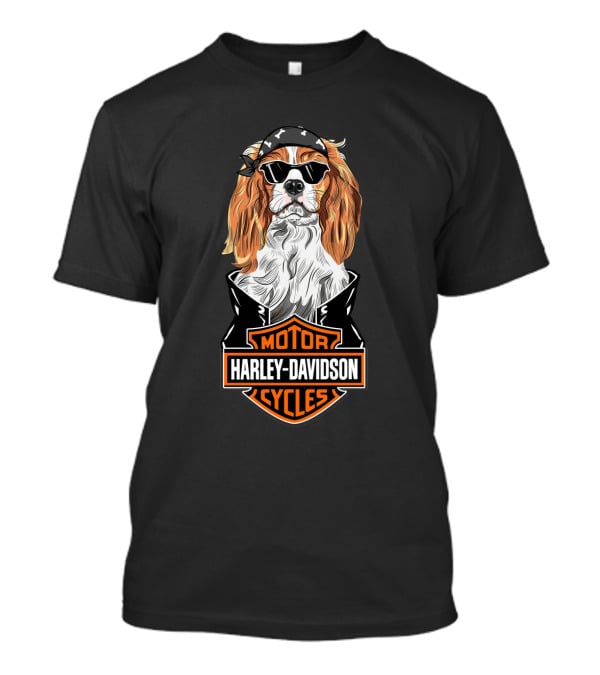 Cavalier King Charles Spaniel Harley Davidson Motorcycles T-Shirt