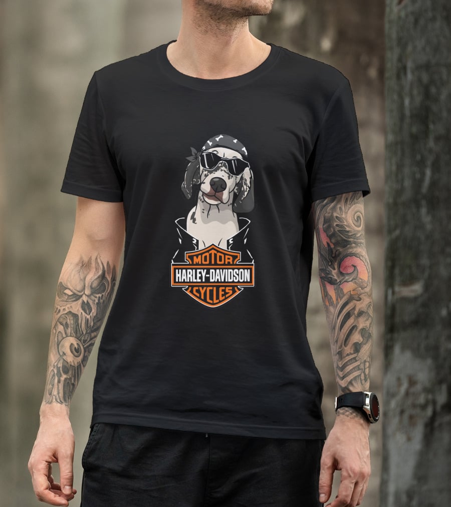 English Setter Harley Davidson Biker Dog T-Shirt