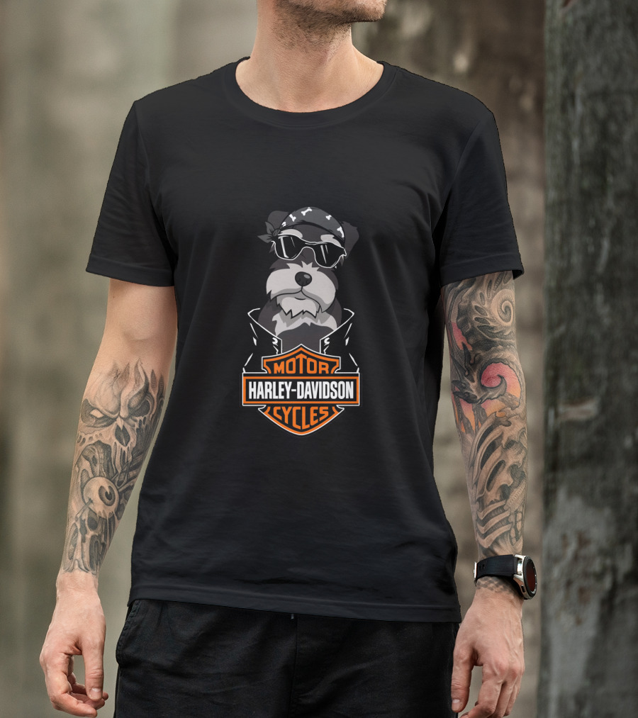 Motorcycles Harley Davidson Miniature Schnauzer Biker T-Shirt