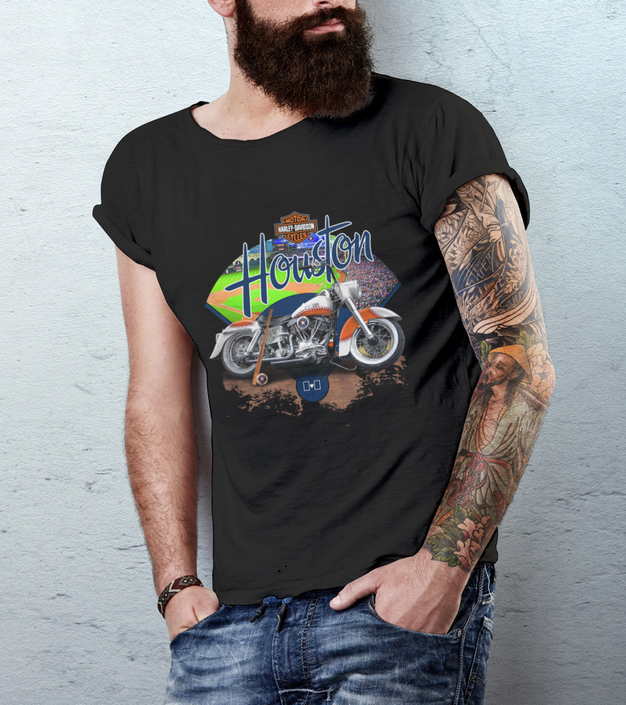 Houston Astros Harley Davidson Motorcycle Baseball Experience T-Shirt