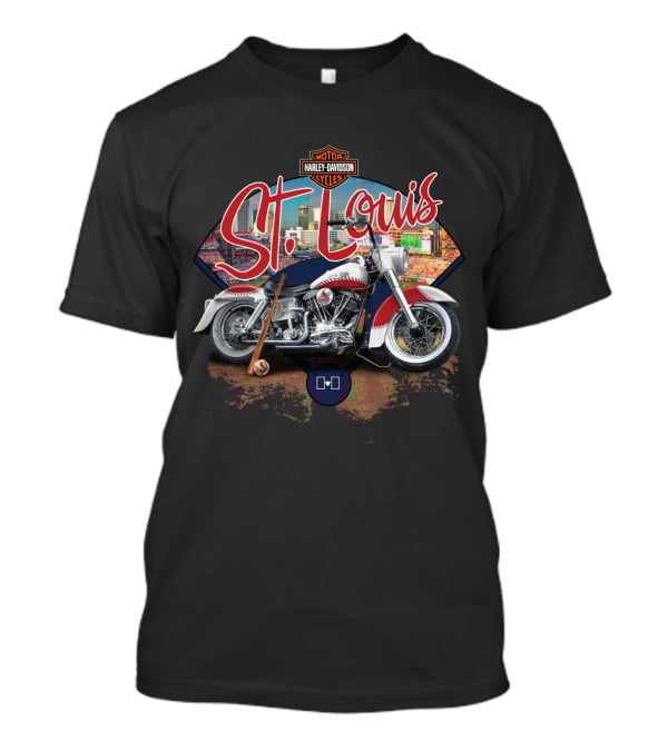 St Louis Cardinals Harley Davidson Motorcycle Skyline T-Shirt