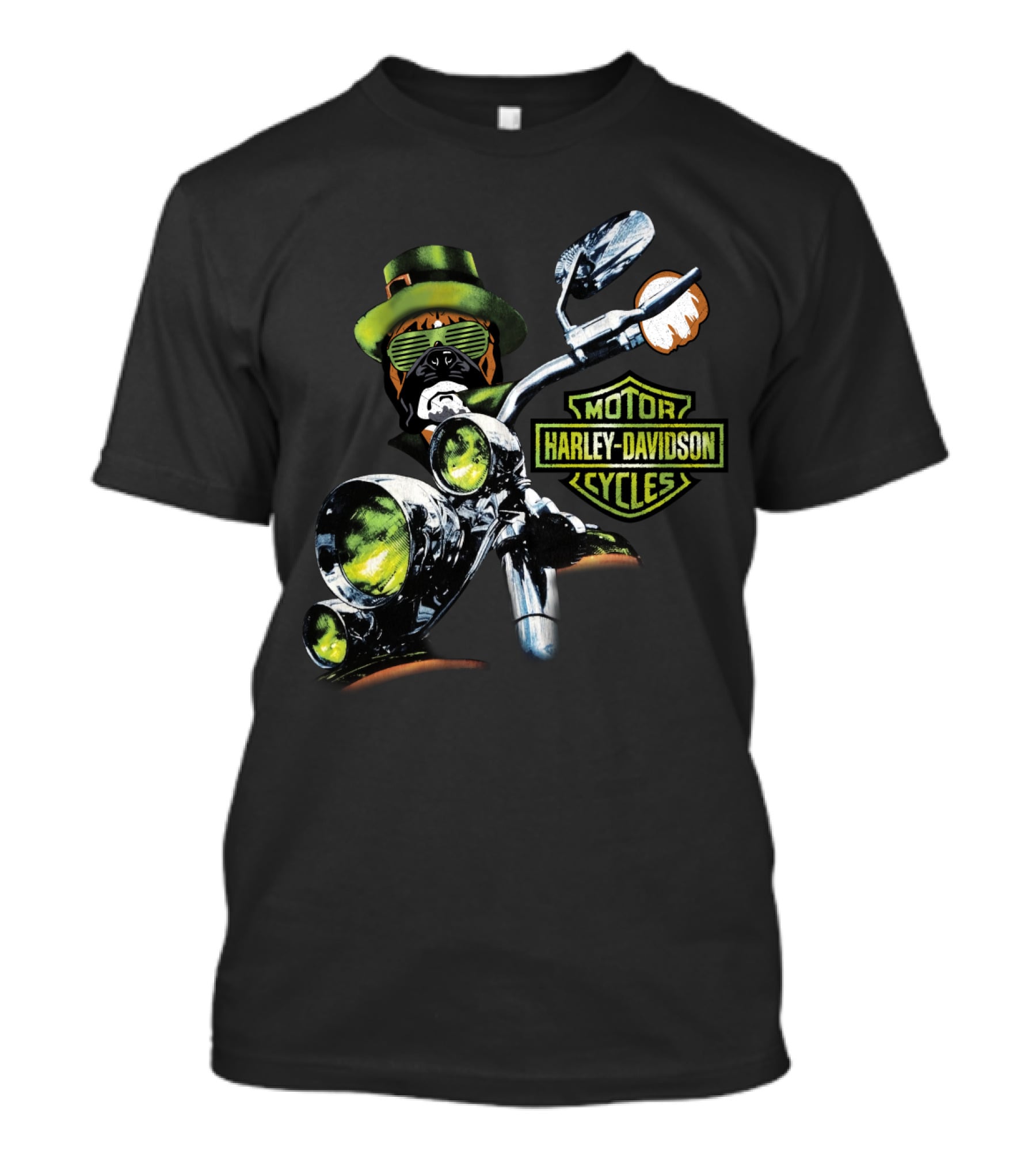 Boxer 18Hd Harley Davidson Motorcycles St. Patrick's Day Dog Rider T-Shirt