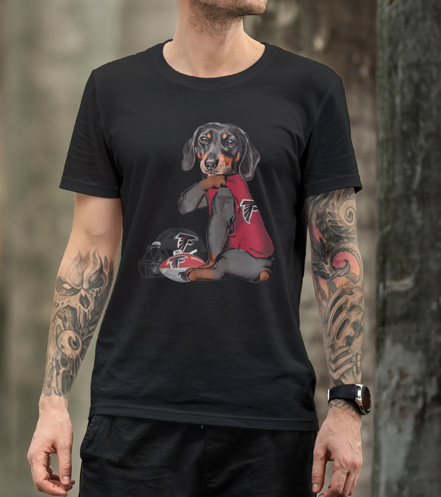 Atlanta Falcons Dachshund With Football Helmet And Ball T-Shirt