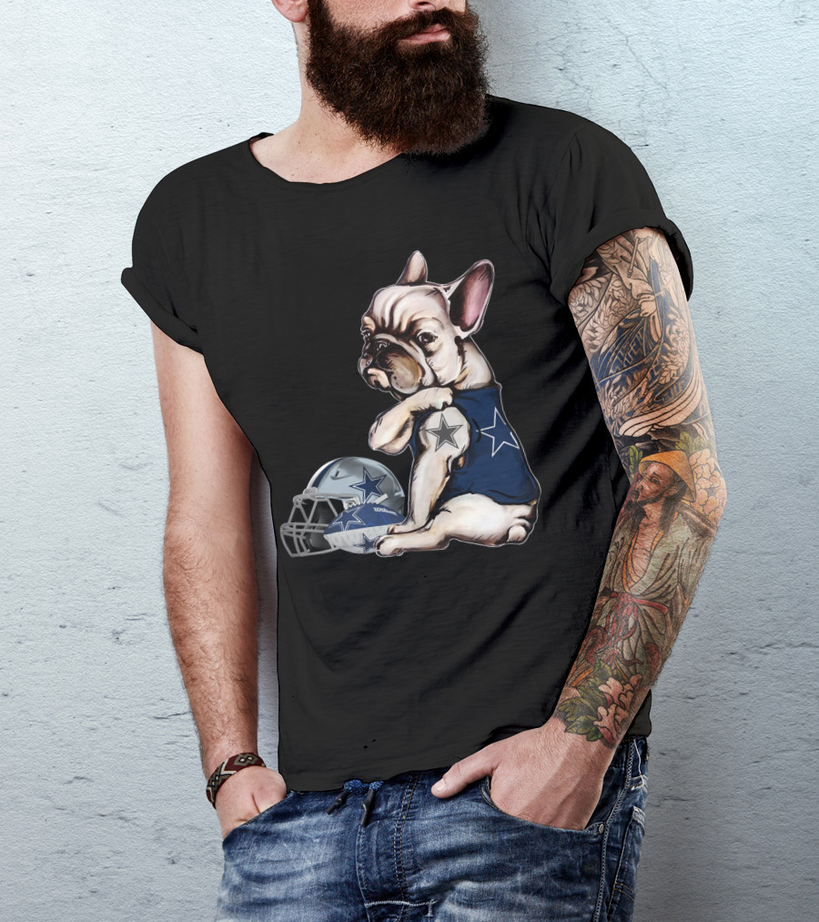 Dallas Cowboys Pug With Star Jersey And Helmet T-Shirt