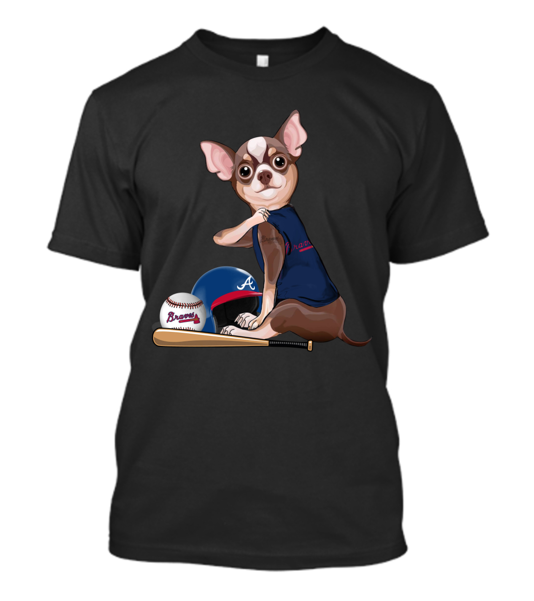 Atlanta Braves Chihuahua Baseball Team Spirit T-Shirt