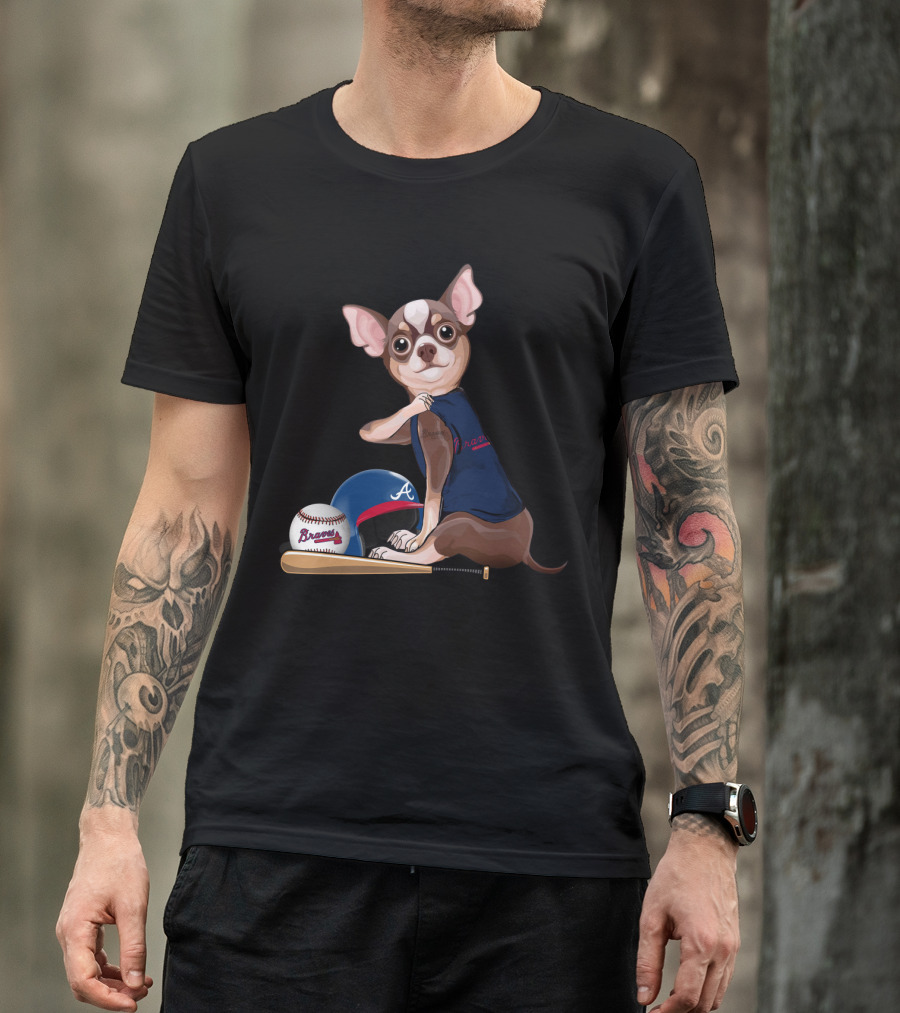 Atlanta Braves Chihuahua Baseball Team Spirit T-Shirt
