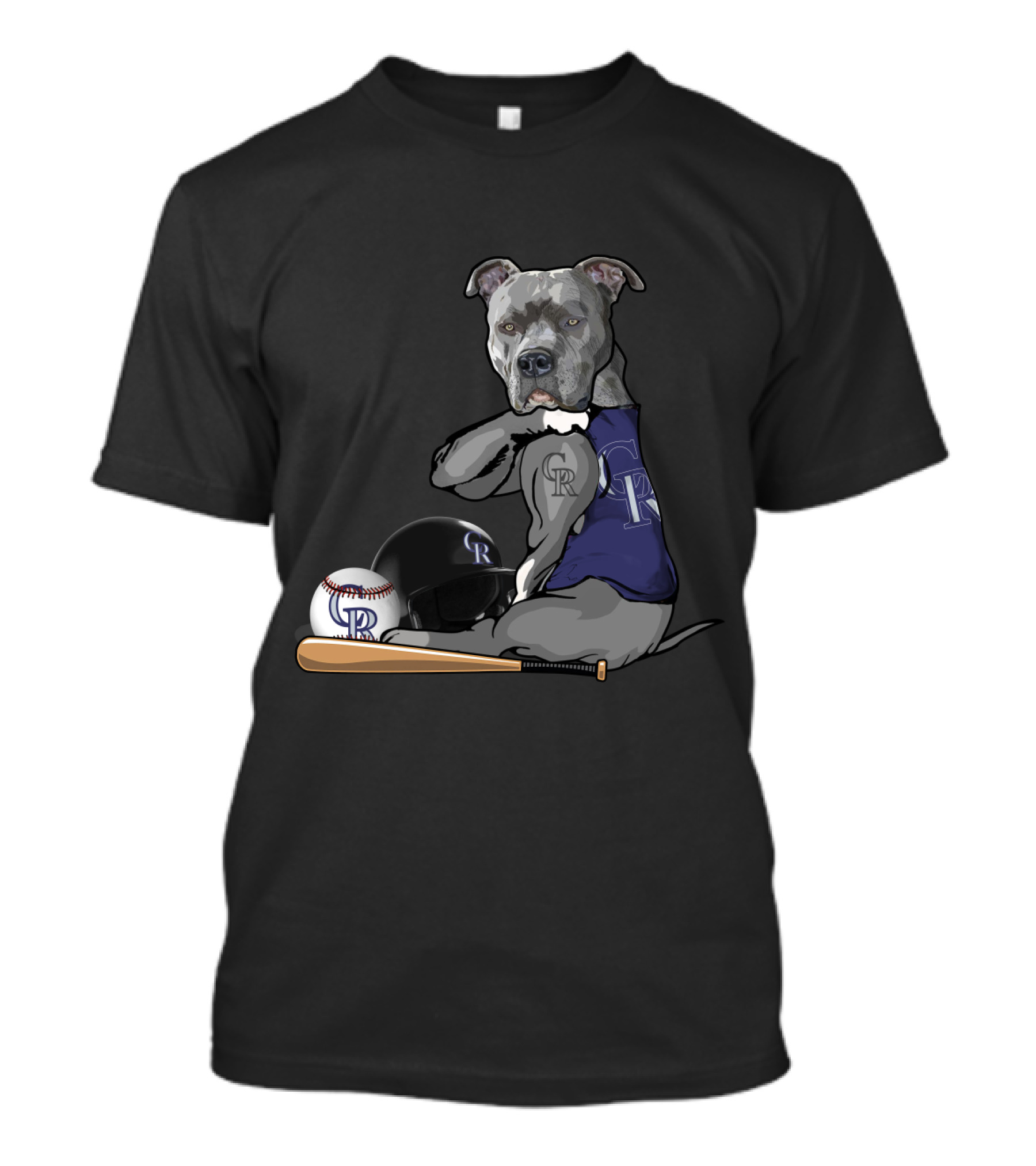 Colorado Rockies Pit Bull Baseball Bat And Helmet T-Shirt