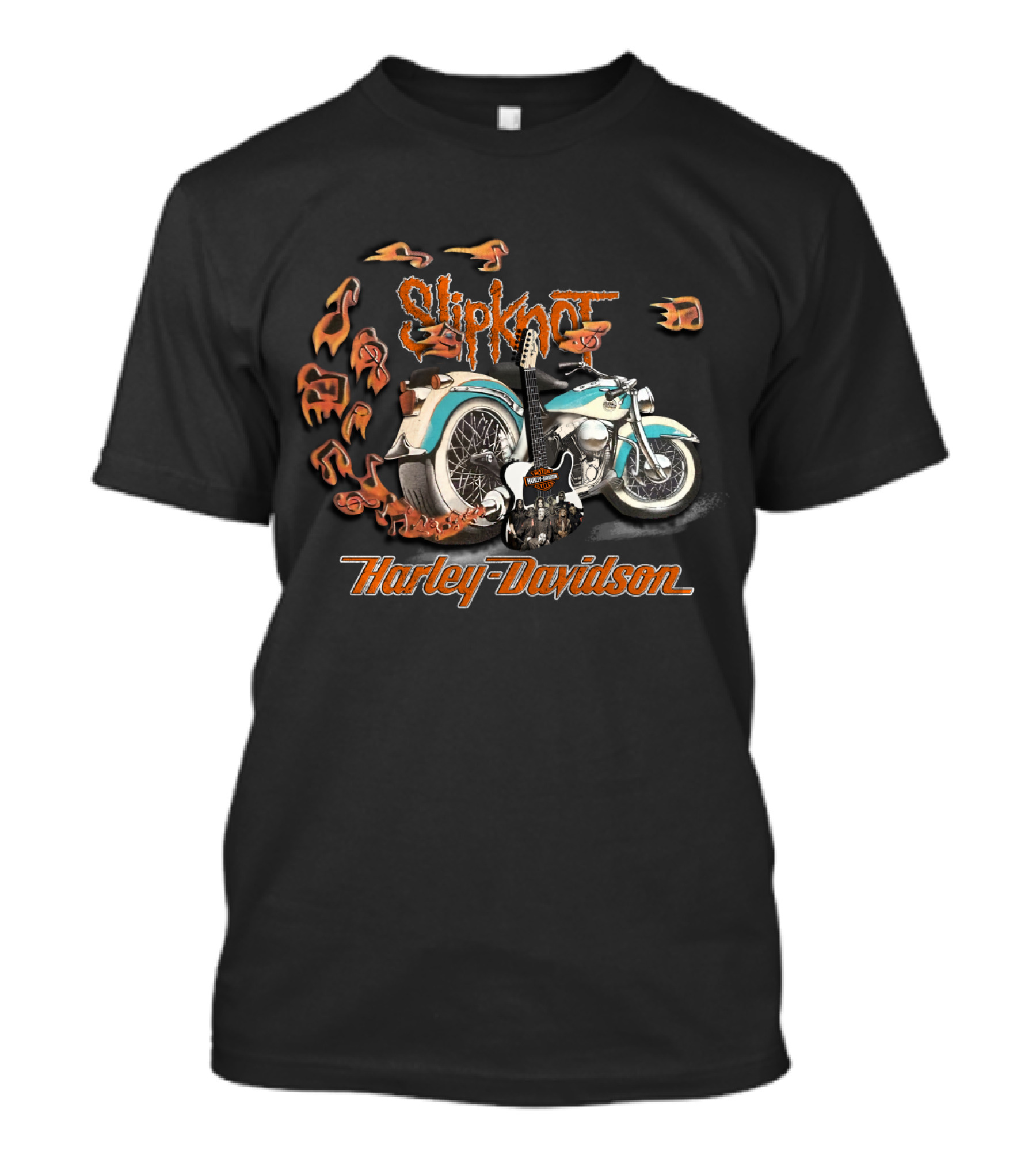 Slipknot Harley Davidson Motorcycle And Guitar T-Shirt