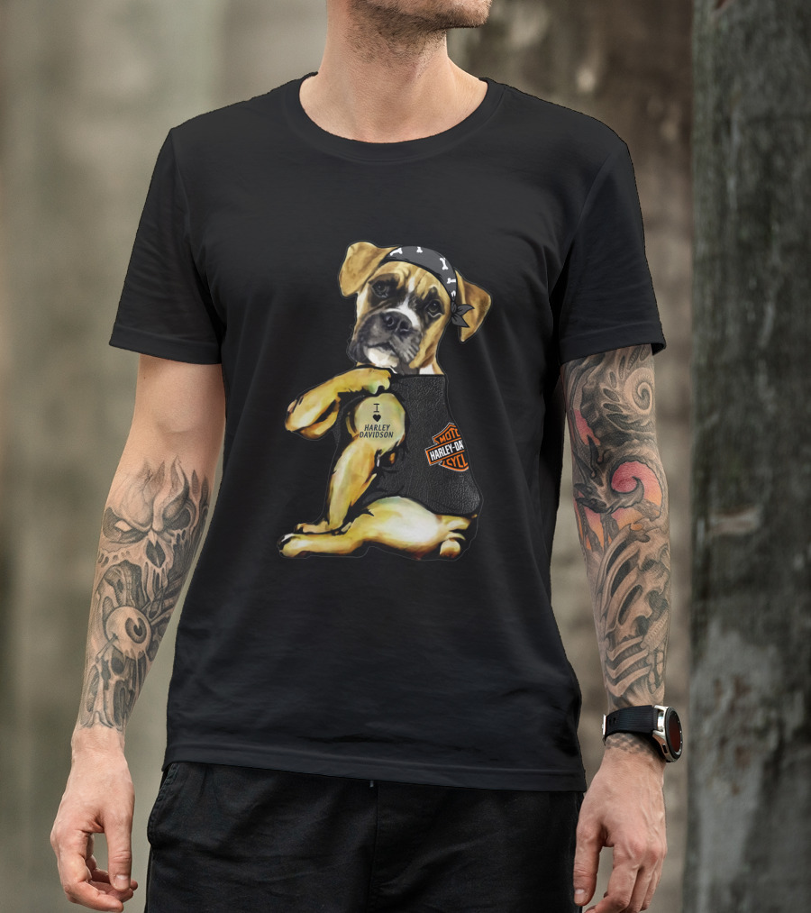 Harley Davidson Boxer Dog Motorcycle Lovers T-Shirt