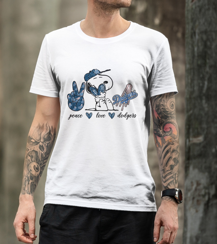 Peace Love Dodgers Snoopy Dodgers T-Shirt