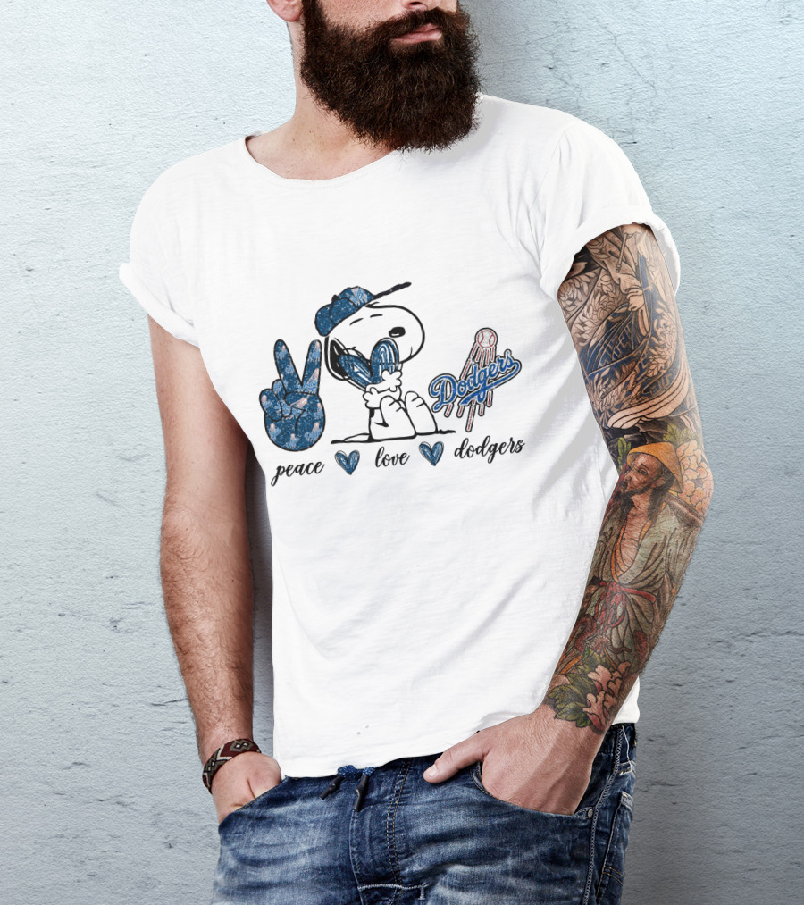 Peace Love Dodgers Snoopy Dodgers T-Shirt