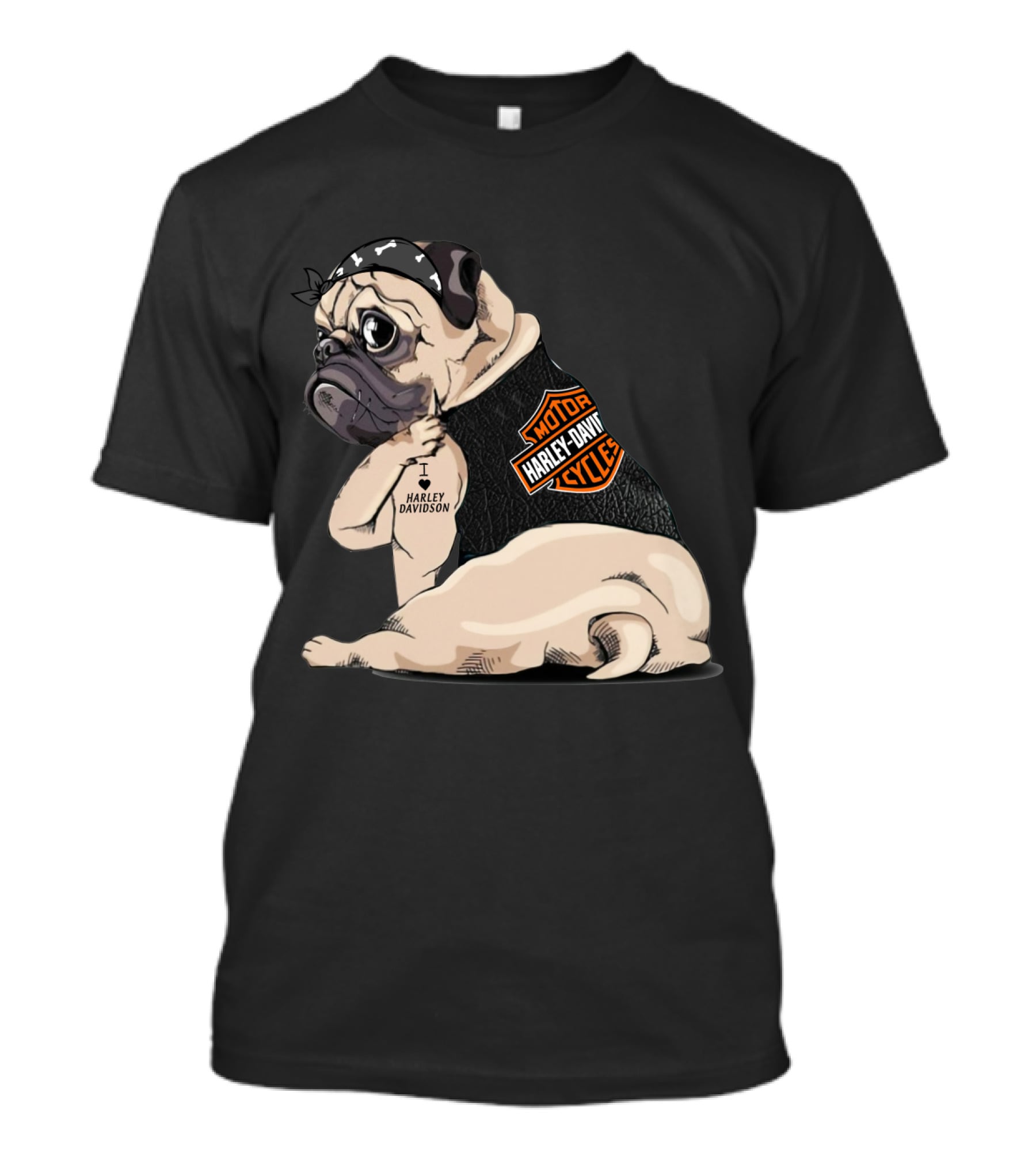 Pug Harley Davidson Motorcycles I Love Harley Davidson T-Shirt