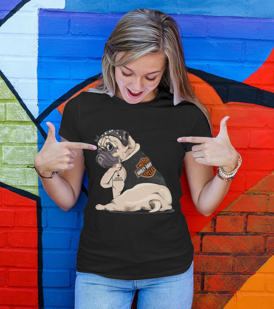 Pug Harley Davidson Motorcycles I Love Harley Davidson T-Shirt