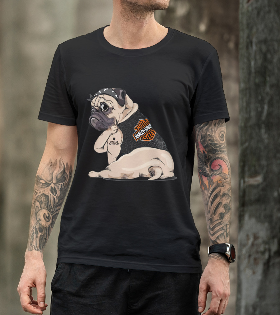 Pug Harley Davidson Motorcycles I Love Harley Davidson T-Shirt