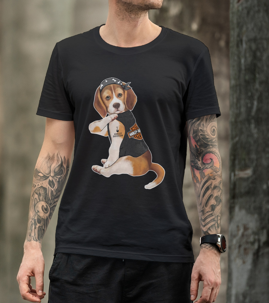 Harley Davidson Beagle I Love Harley Davidson T-Shirt