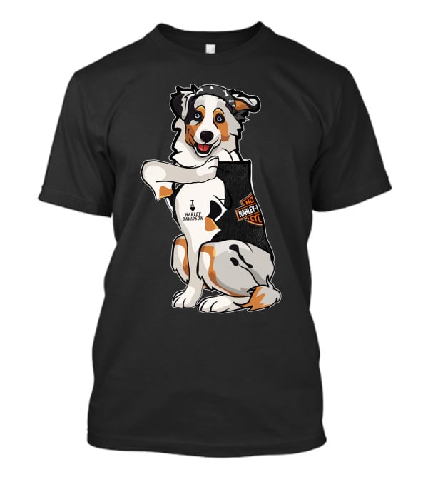 Australian Shepherd I Harley Davidson Motorcycle Fan T-Shirt
