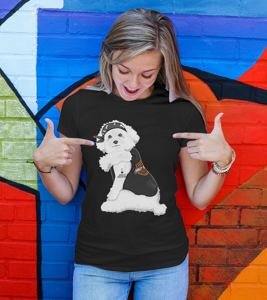 I Love Harley Davidson Bichon Frisé Hd T-Shirt