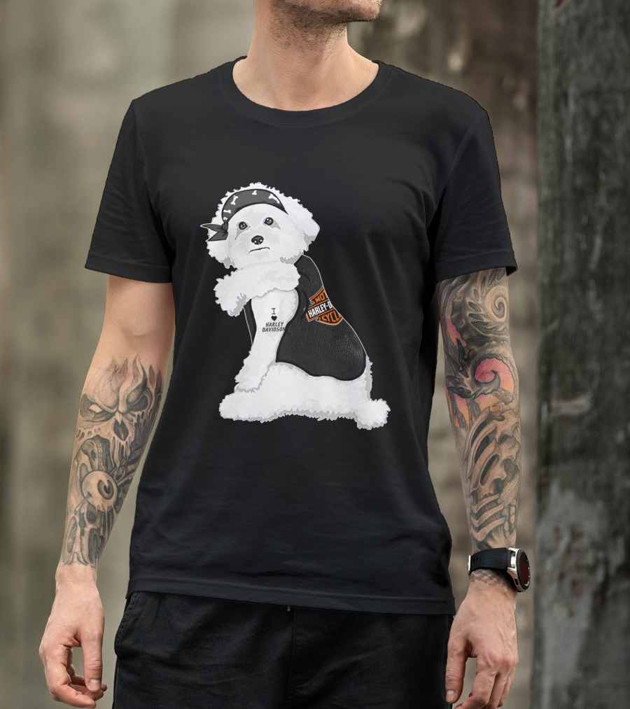 I Love Harley Davidson Bichon Frisé Hd T-Shirt