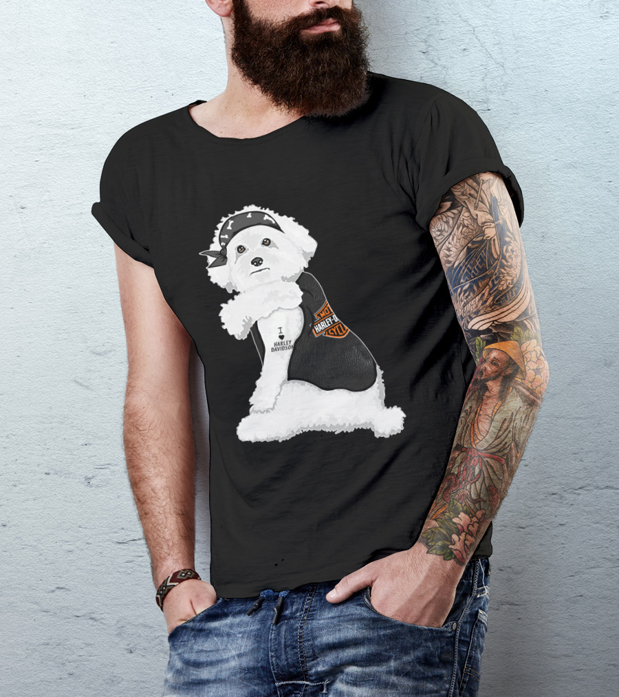 I Love Harley Davidson Bichon Frisé Hd T-Shirt
