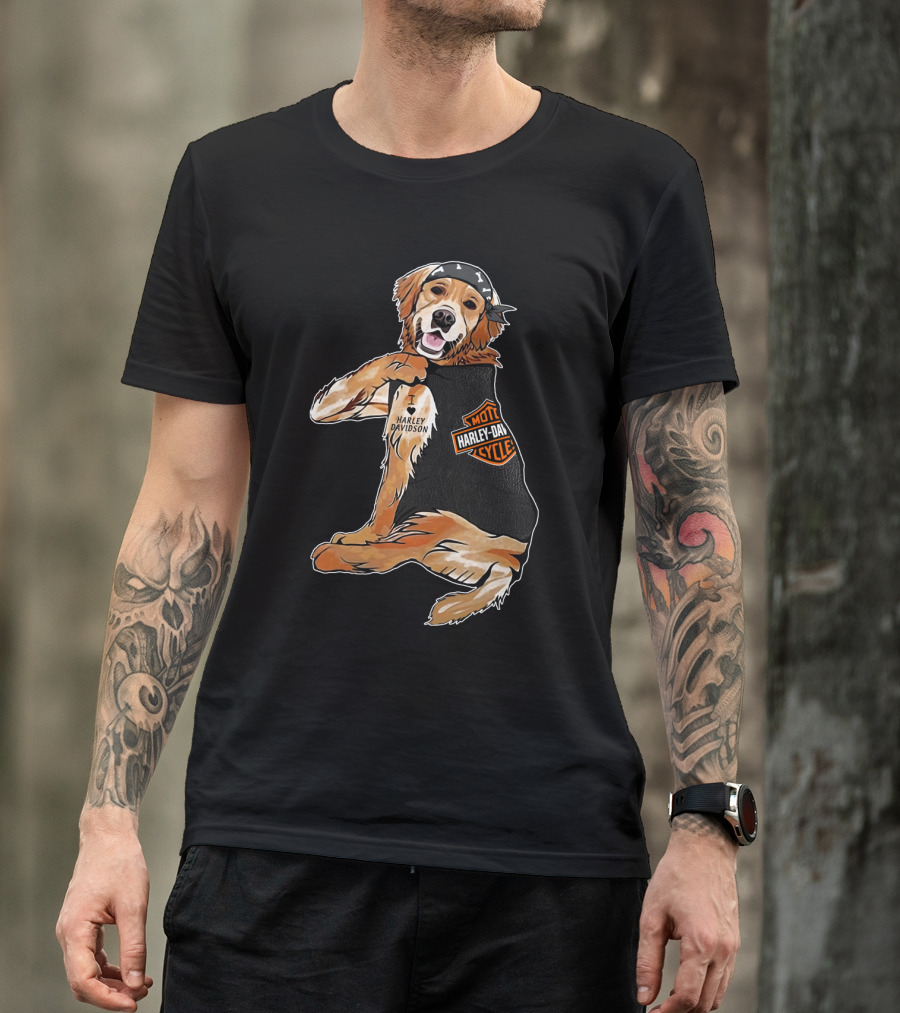Harley Davidson Golden Retriever Motorcycle Pooch T-Shirt