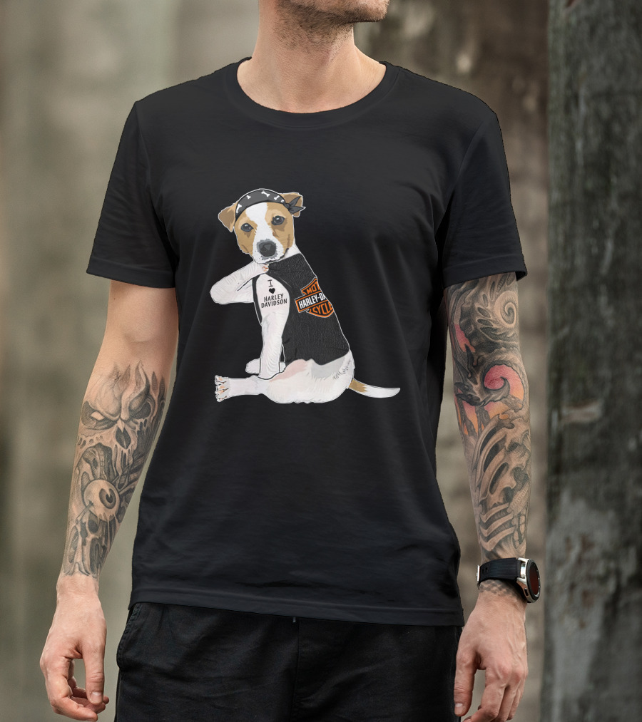 Harley Davidson Jack Russell Terrier Motorcycle Style T-Shirt