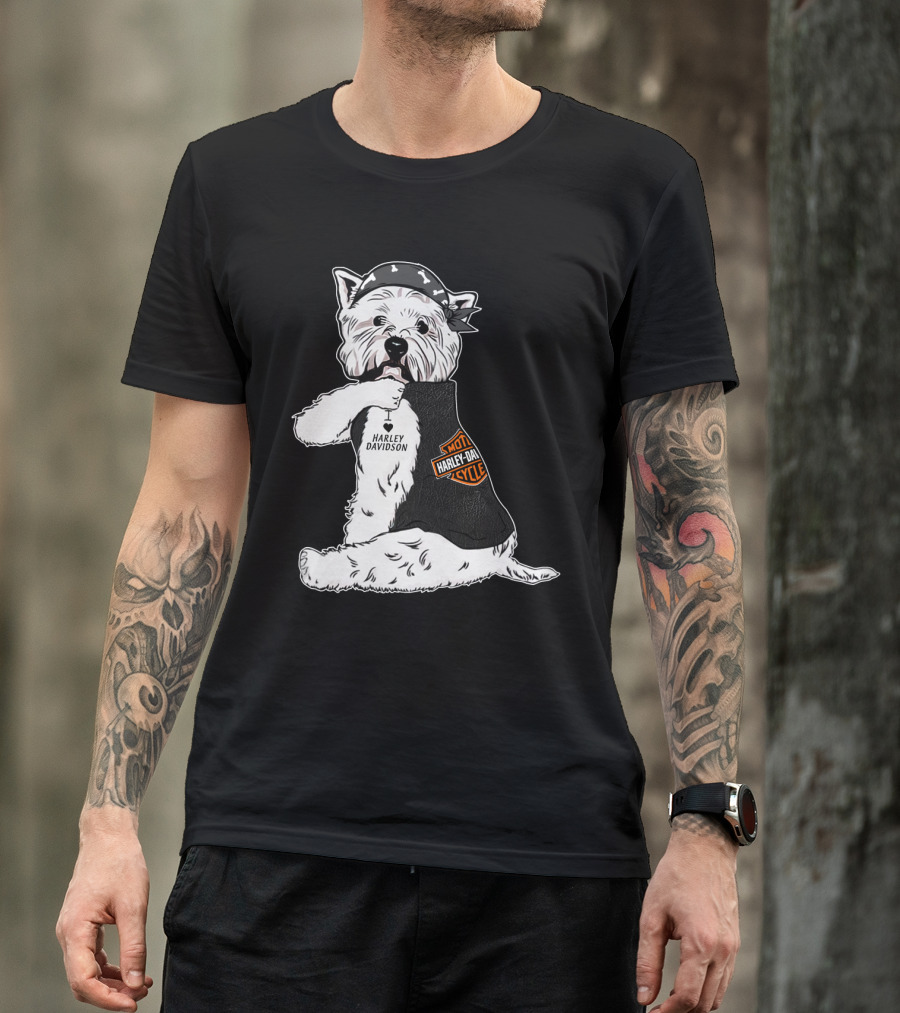 West Highland White Terrier Harley Davidson Motocycle Bandana T-Shirt