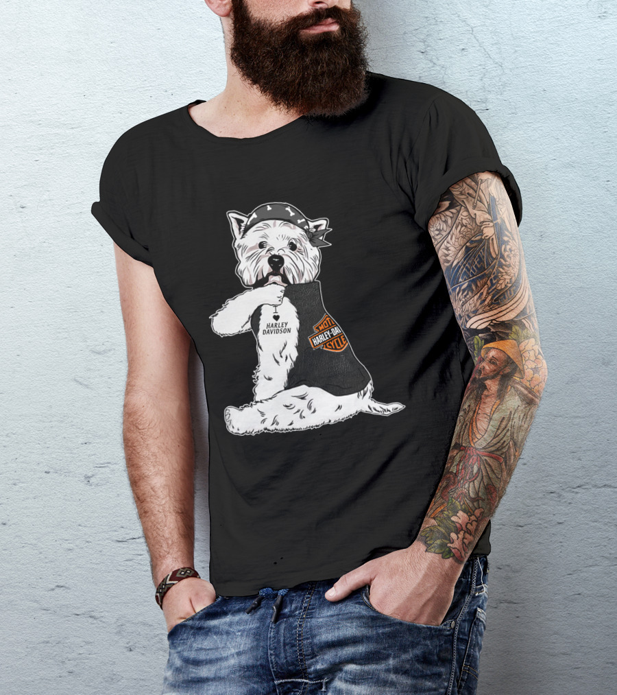 West Highland White Terrier Harley Davidson Motocycle Bandana T-Shirt