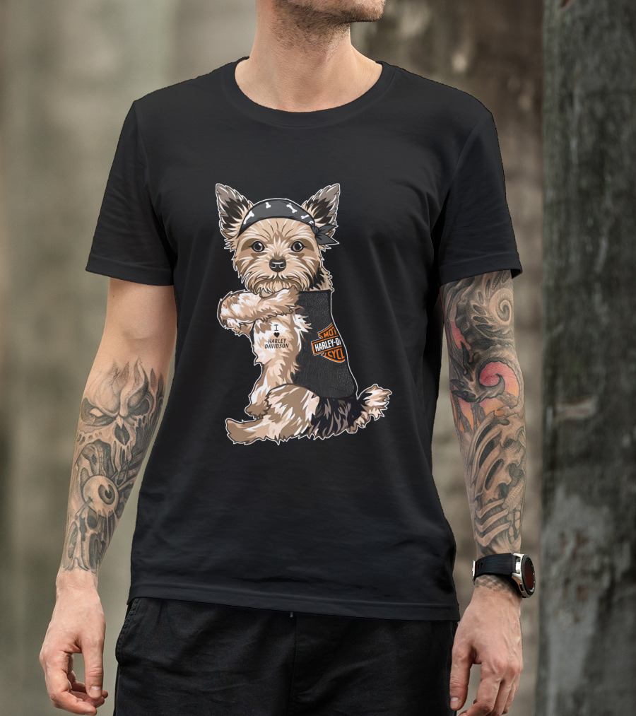 Yorkshire Terrier I Love Harley Davidson Motorcycles T-Shirt