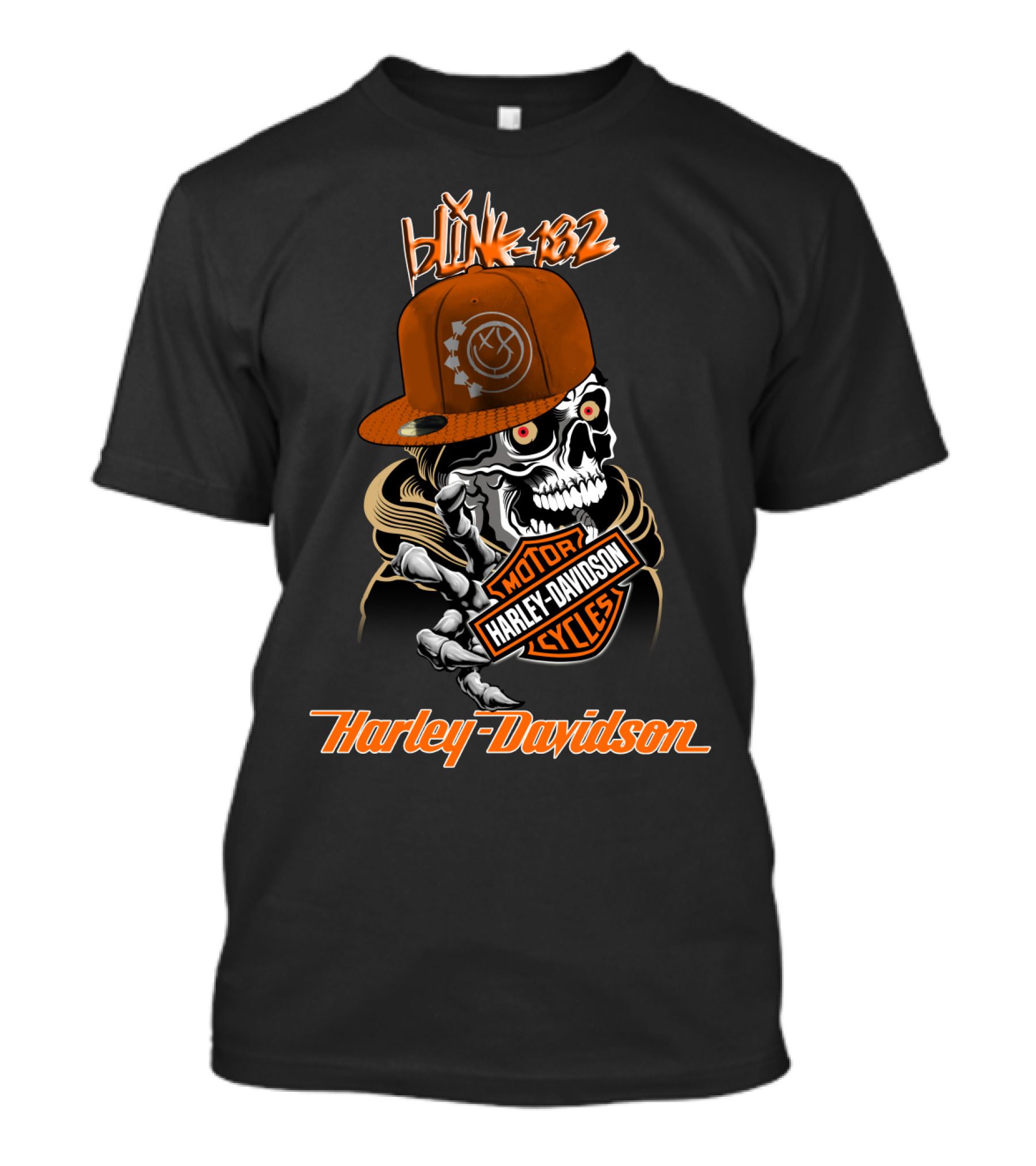 Blink 182 Harley Davidson Skull Motorcycles T-Shirt