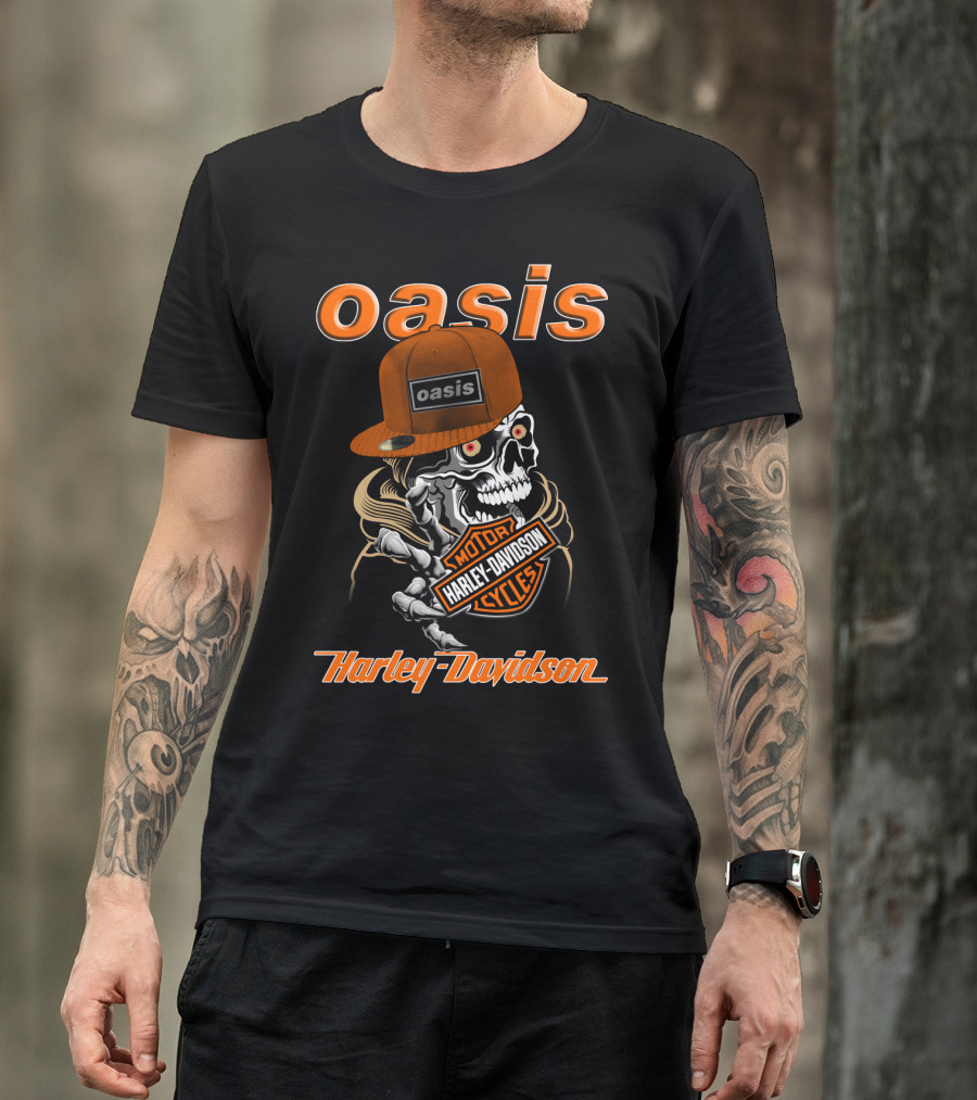 Oasis Skull Harley Davidson Motorcycles T-Shirt