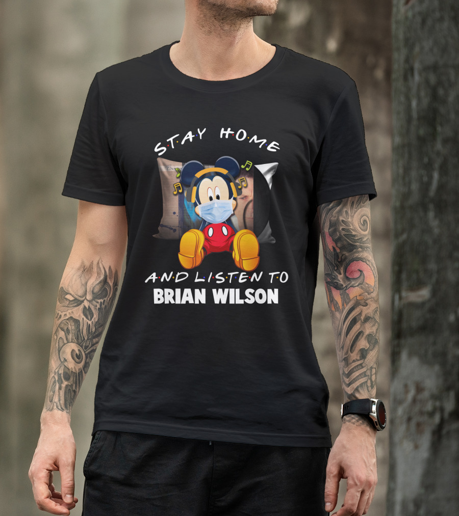 Stay Home And Listen To Brian Wilson Mickey Mouse Mask Music T-Shirt